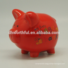 Fabulous cute pig shaped piggy banks,ceramic pig money box in red colour